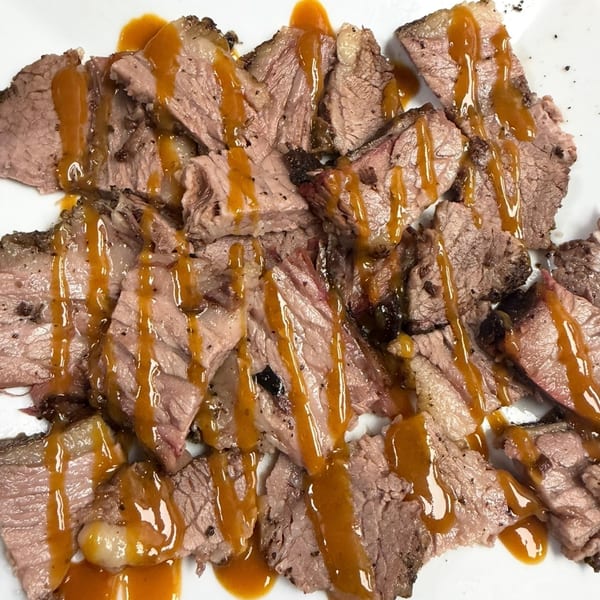 Sliced smoked brisket from Southern Style Barbeque